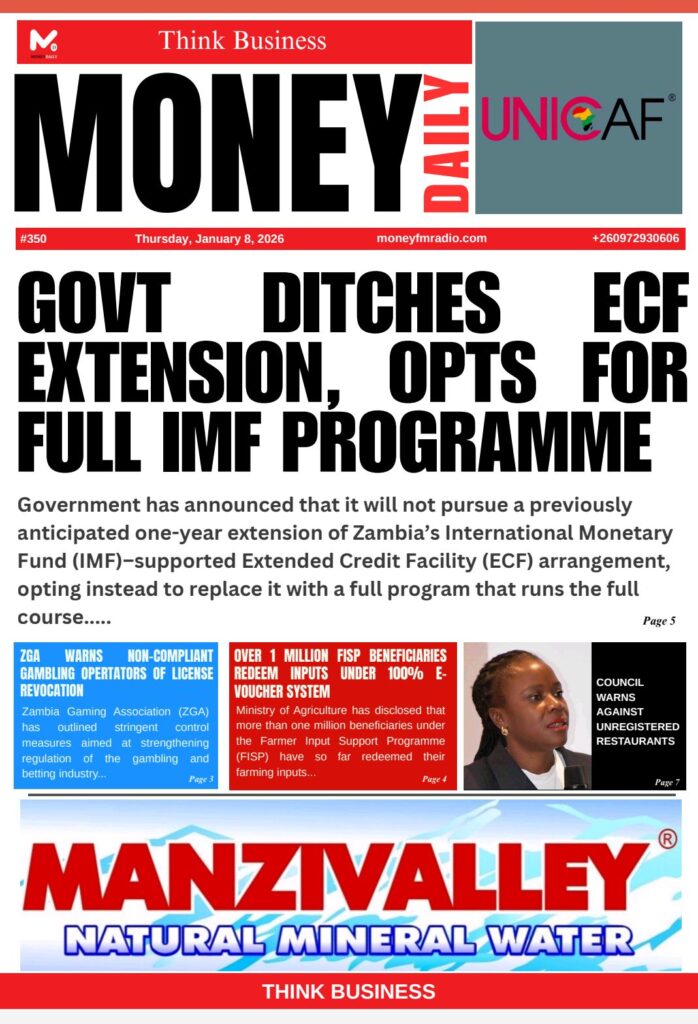 ZAMBIA OPTS AGAINST ONE-YEAR IMF ECF EXTENSION, PLANS FULL SUCCESSOR PROGRAMME