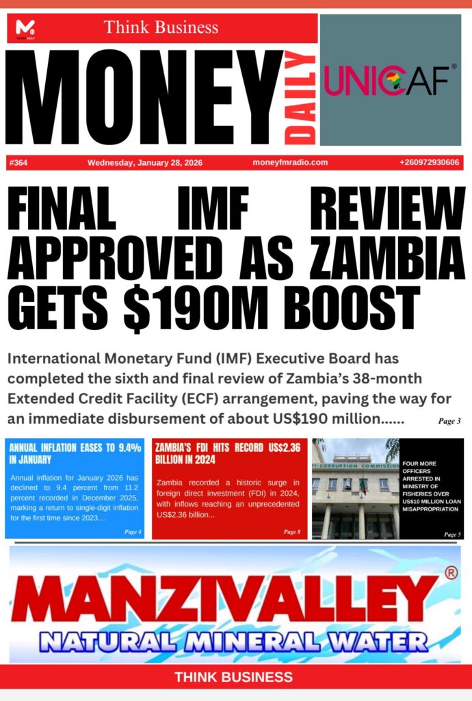 IMF COMPLETES FINAL REVIEW OF ZAMBIA’S ECF PROGRAMME, RELEASES US$190 MILLION