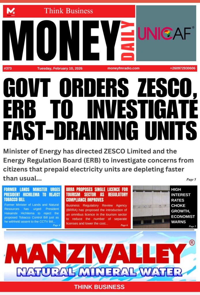 MINISTER DIRECTS ZESCO, ERB TO PROBE FAST DEPLETION OF ELECTRICITY UNITS