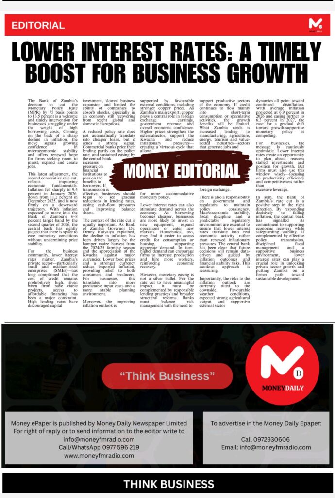 LOWER INTEREST RATES:A TIMELY BOOST FOR BUSINESS GROWTH